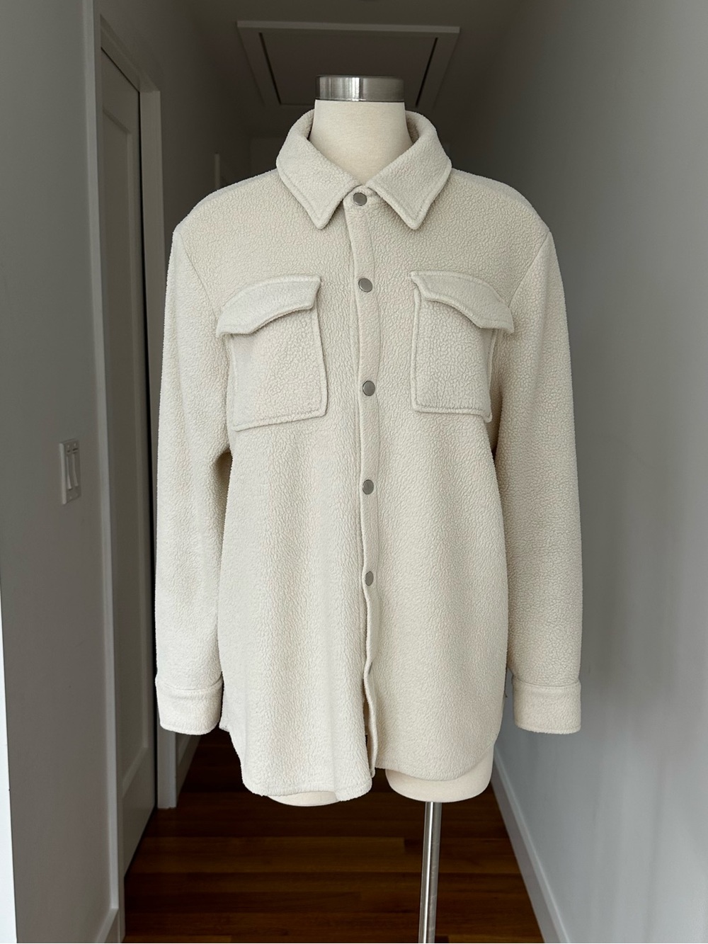 Daily Grind Jacket by BB Dakota x Steve Madden, Oatmeal/Ivory Shacket, Size L